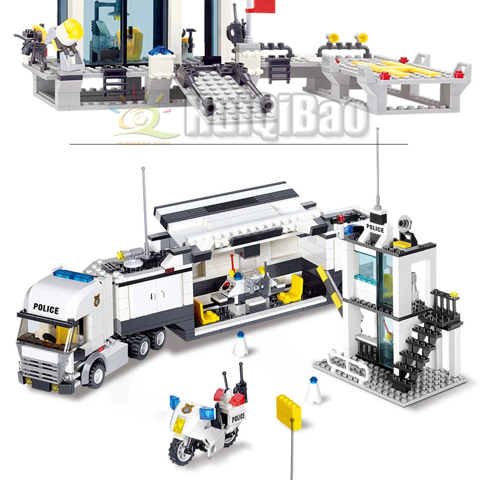 Mego BAUSTEINE – Polizei Einsatzstation mit Fahrzeugen 🚨