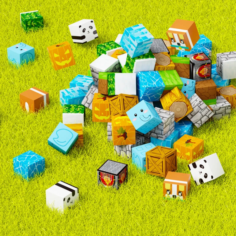 Mego MAGNETSTEINE – Abenteuer Dorf & Wasserfall Set (100 Teile 🔩)