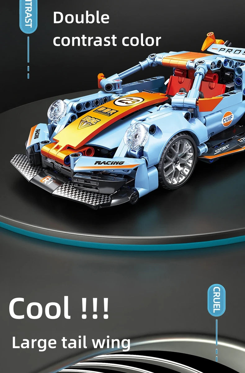 🔩 Mego TECH Pull-Back Rennwagen – 523 Teile