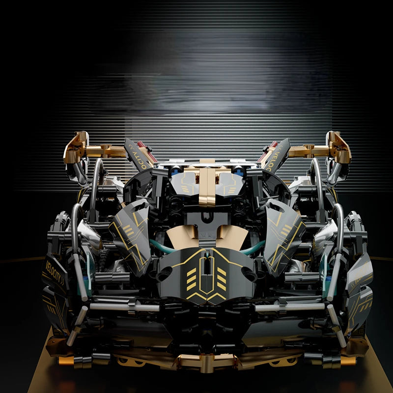 Mego TECH – Schwarzer V12 Roadster (1440 Teile 🔩)