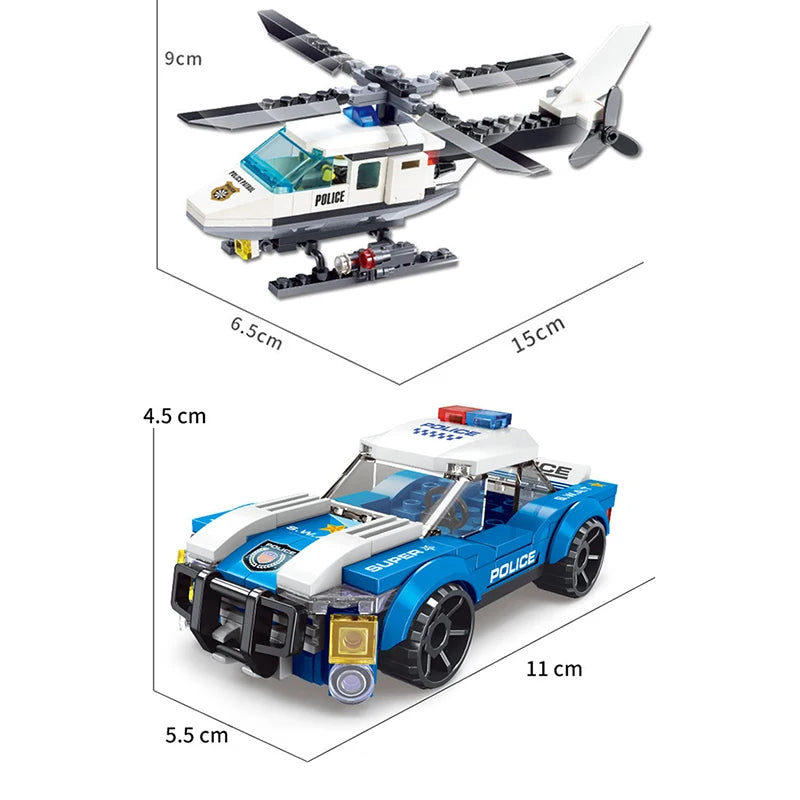 Mego BAUSTEINE – Polizei Helikopter & Fahrzeug 🚁
