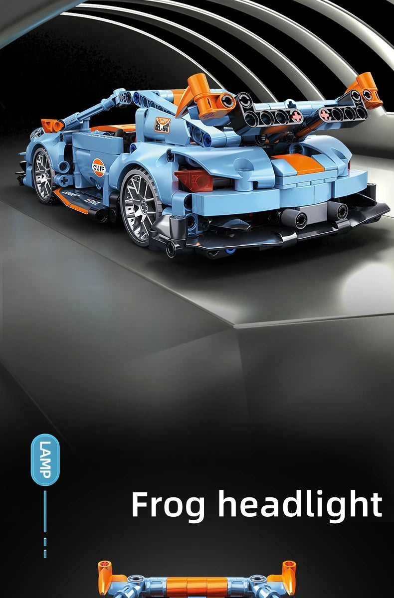 🔩 Mego TECH Pull-Back Rennwagen – 523 Teile