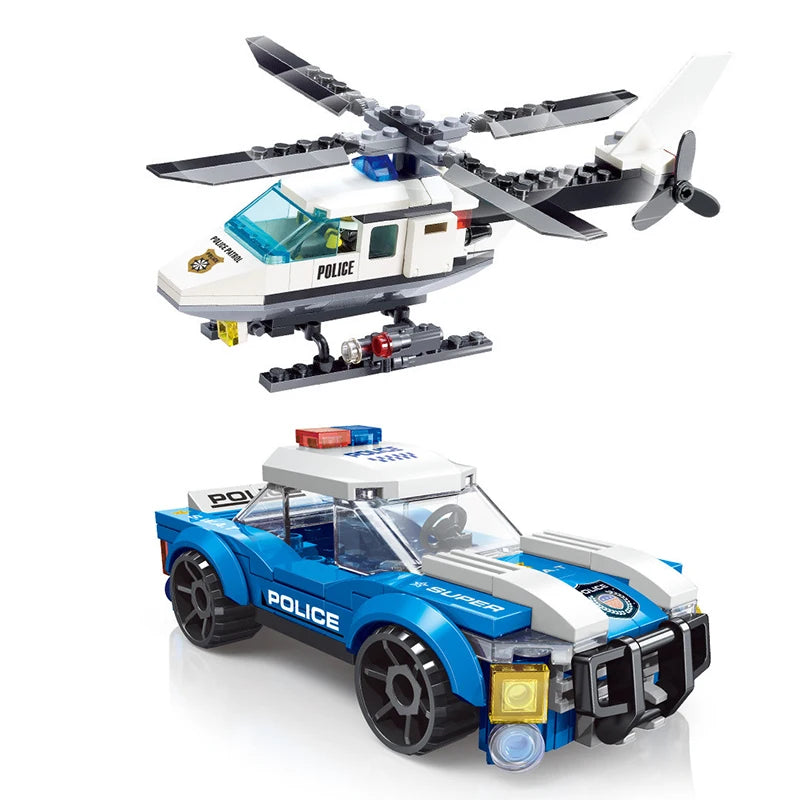 Mego BAUSTEINE – Polizei Helikopter & Fahrzeug 🚁