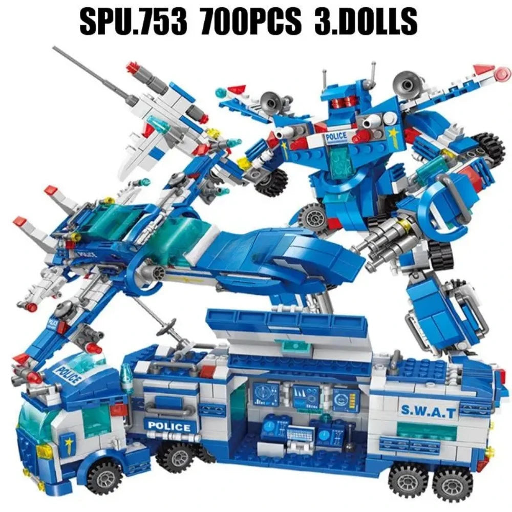 Mego BAUSTEINE – Polizei Mech & Spezialfahrzeug 🤖