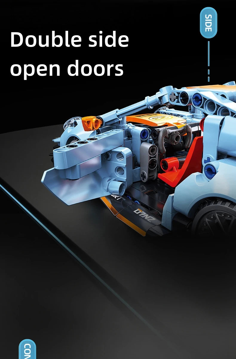 🔩 Mego TECH Pull-Back Rennwagen – 523 Teile