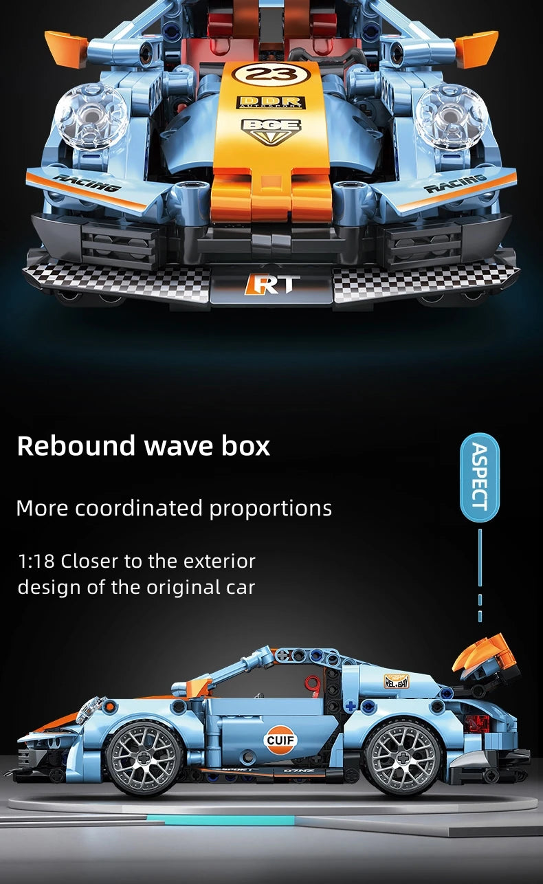 🔩 Mego TECH Pull-Back Rennwagen – 523 Teile
